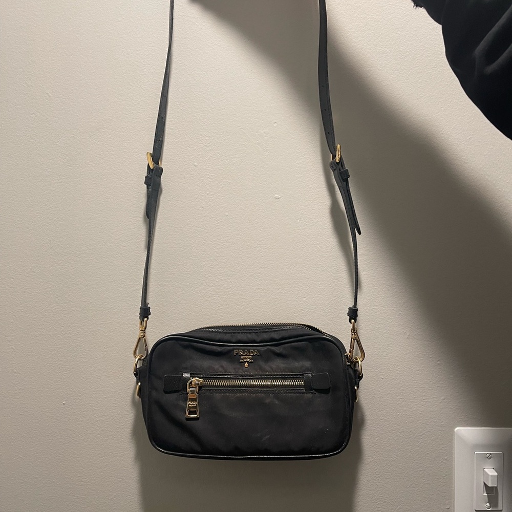 Prada Black Crossbody Bag with Gold Accents